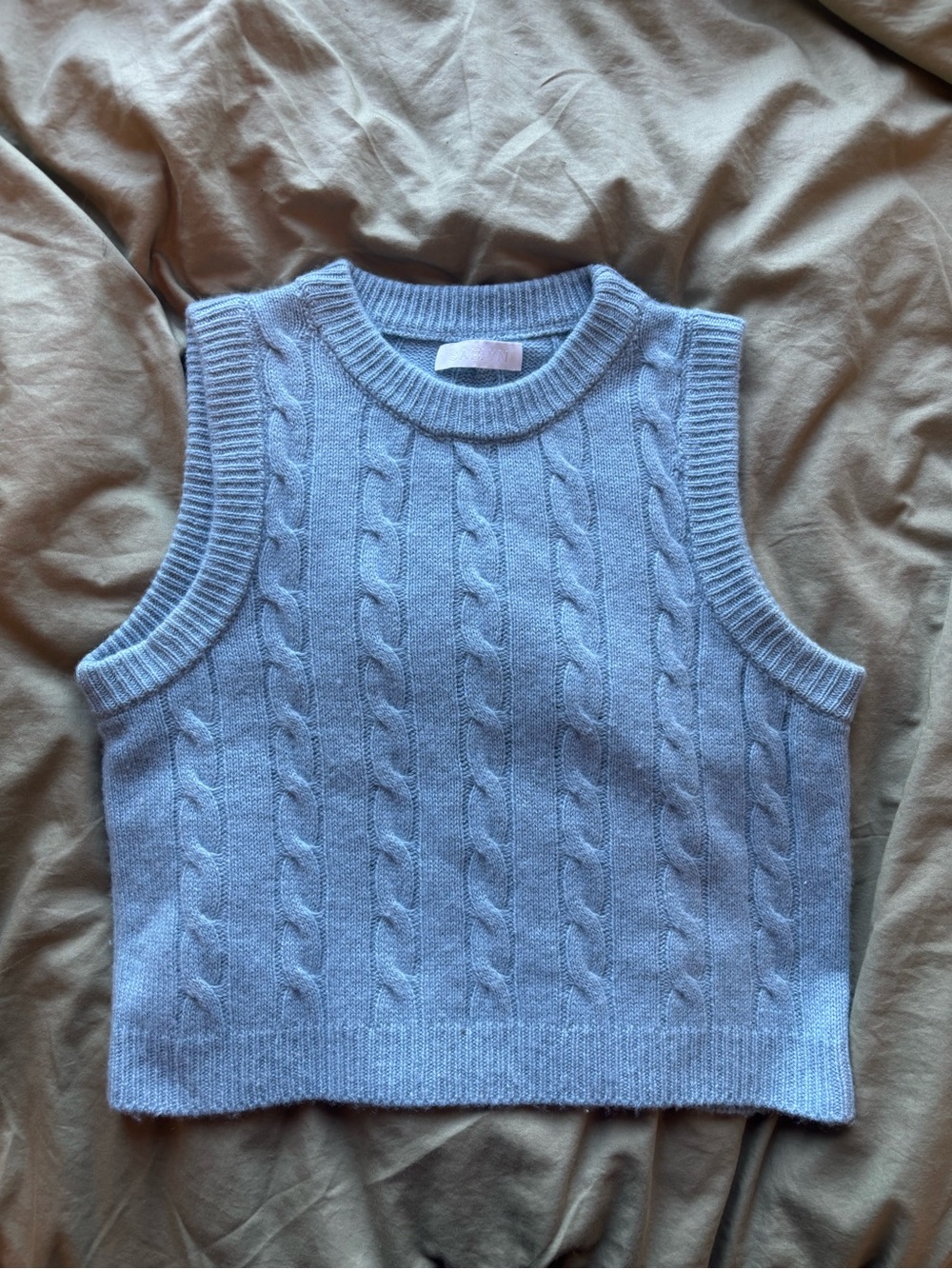 Sablyn Light Blue Cable Knit Crewneck Vest